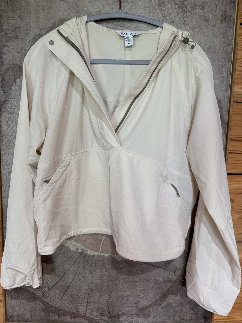 Athleta Light Cream Hooded Anorak Pullover Jacket